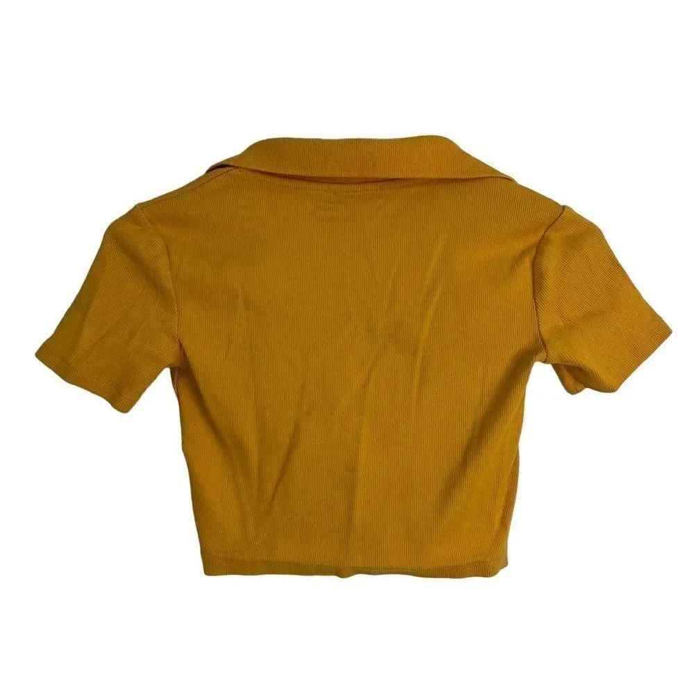 Zara Ribbed Cropped Polo Top size S - Picture 5 of 10